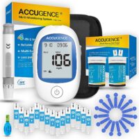 ACCUGENCE 3 en 1 Medidor Multifunción. Medidor de ácido úrico, glucosa, ácido úrico, cetona, Con 50 Tiras reactivas de Glucosa y 50 lancetas